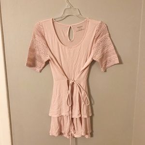 Lace sleeved, peplum shirt.